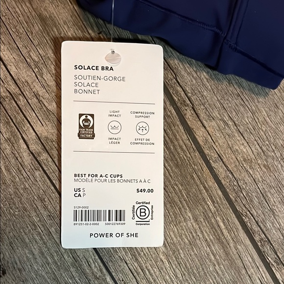 NWT Athleta Solace Sports Bra Navy - Picture 3 of 3
